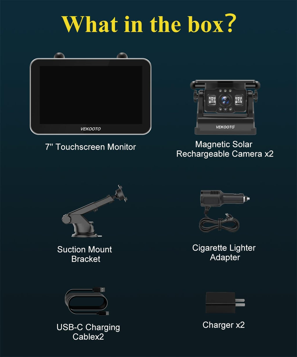 🚚 VK7Pro 2 – Magnetic, Wireless, Solar-Powered HD Backup Camera 🌞